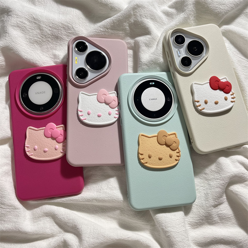 可爱卡通立体网红猫咪适用华为mate60pro+手机壳pura70pro软胶防摔mate70/50pro荔枝纹新款p60保护套70ultra