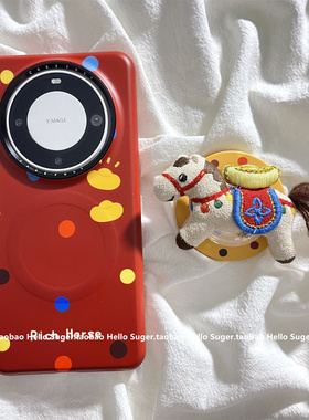 新年喜庆红色元宝波点小马磁吸支架适用华为mate70pro+手机壳mate60pro磁吸菲林壳mate70硬壳保护套mate60女
