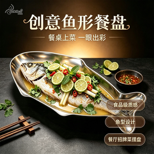 泰国16英寸可加热鱼形干锅盘餐具