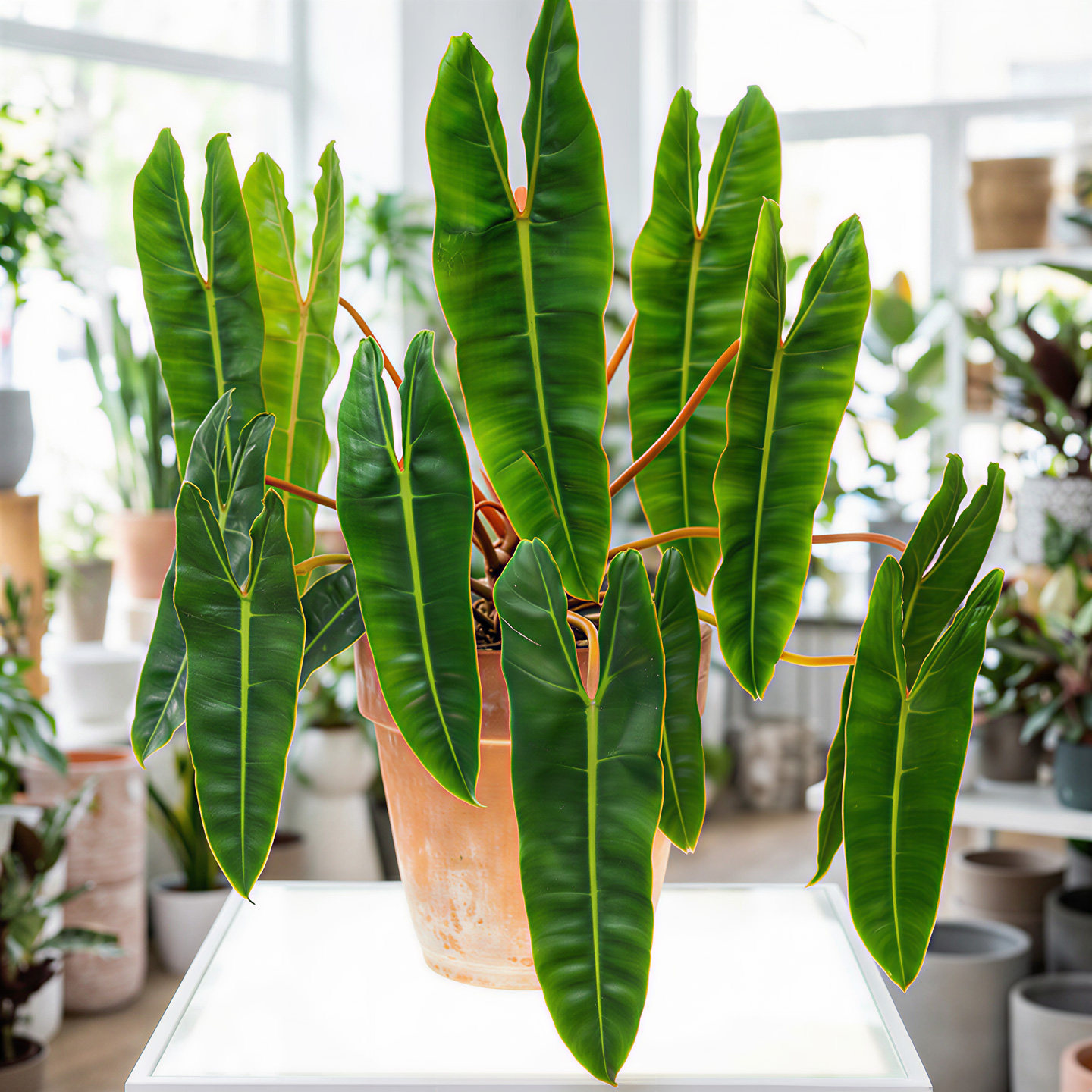 橙柄蔓绿绒热植盆栽火之戒绿天堂室内阳台办公桌观叶绿植耐阴好养