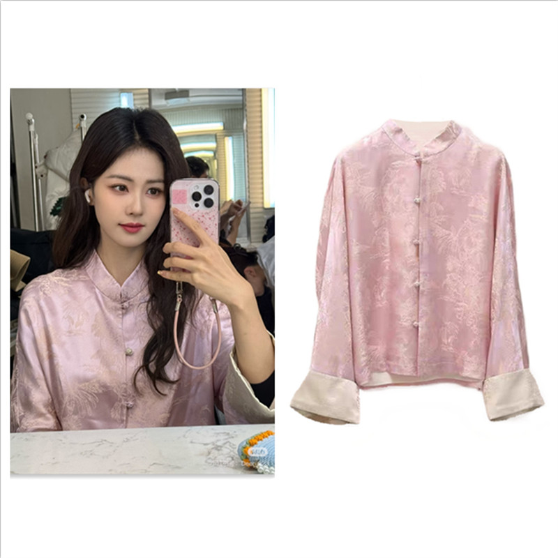 白鹿2026马年春晚同款新中式国风盘扣外套撞色提花上衣唐装汉服女,女装/女士精品,汉服套装,淘宝优惠券,粉丝福利购,淘宝优惠卷