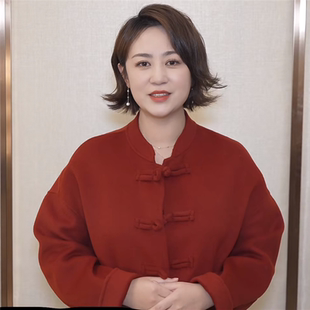 马丽马年春晚同款新中式国风毛呢外套盘扣上衣半身裙长裙子衣服女