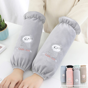 长款袖套女秋冬季套袖学生工作学习防脏护袖办公室可爱猫咪袖头