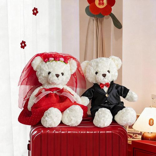 薇妮婚品新款压床娃娃一对结婚金童玉女玩偶公仔抱枕新婚高级喜庆