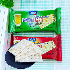 海新啤酒梳打饼干咸味香葱苏打咸饼干芝麻味葱香味办公室休闲零食