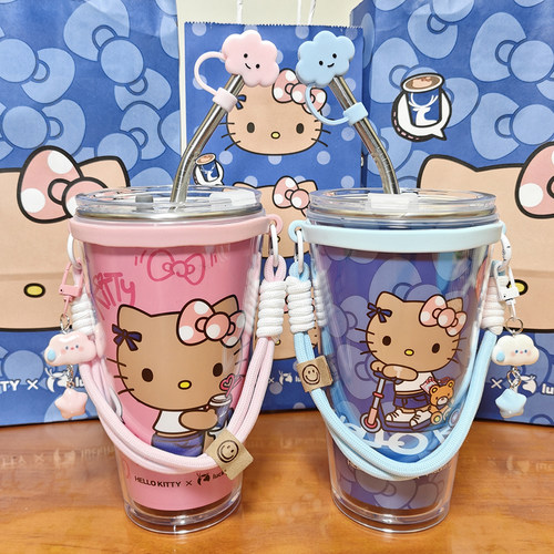 瑞幸联名HelloKitty超大杯PP杯盖diy改造304内胆透明亚克力外壳套