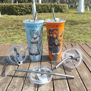 适配茶百道绝区零杯盖联名PP杯盖子奥菲丝席德盖子配件密封吸管盖