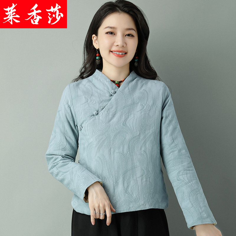 民国风复古唐装加棉加厚小棉袄女汉服秋冬装改良旗袍上衣棉麻茶服