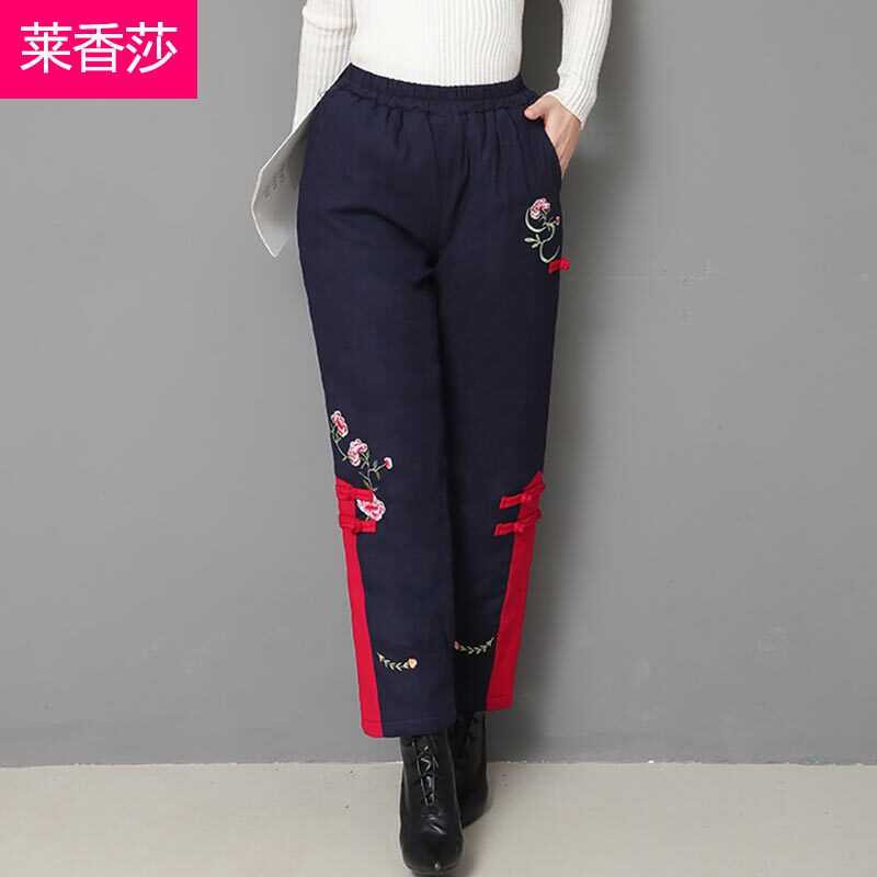 2020冬季新款保暖棉裤民族风复古女装加棉加厚棉麻绣花长裤休闲裤|ruв категории Женская одежда, брюки, брюки - от Buy2taobao.com для оказания профессиональной услуги покупки агента Taobao