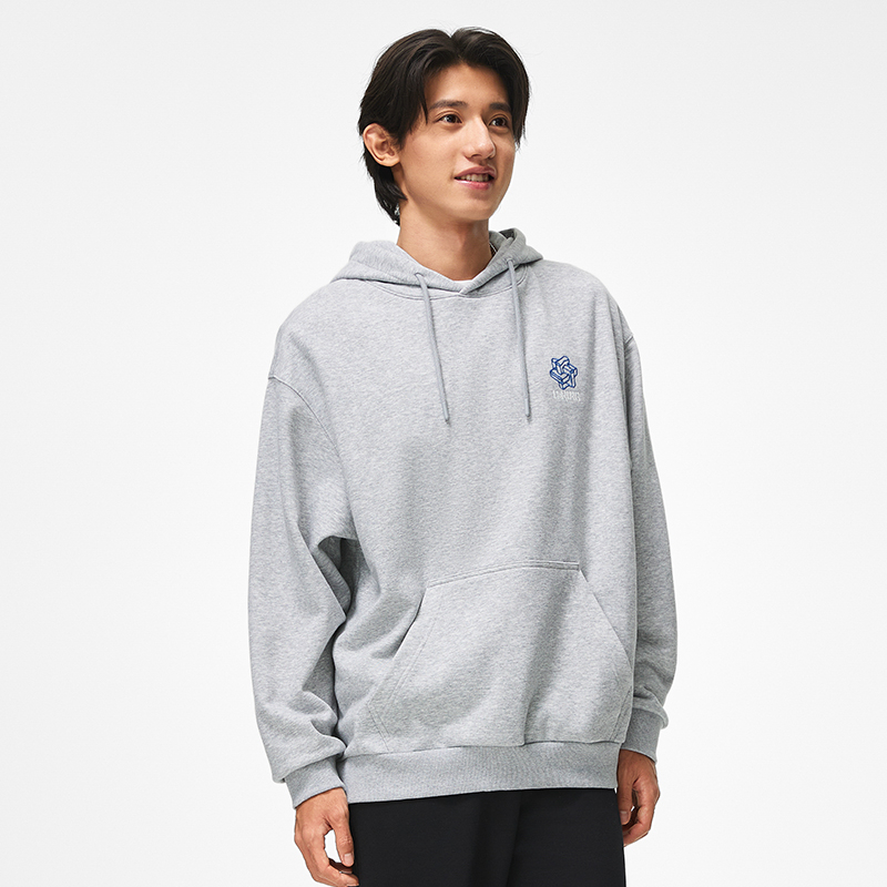 李宁男子卫衣秋冬新款运动潮流宽松加绒保暖套头连帽上衣AWDT897