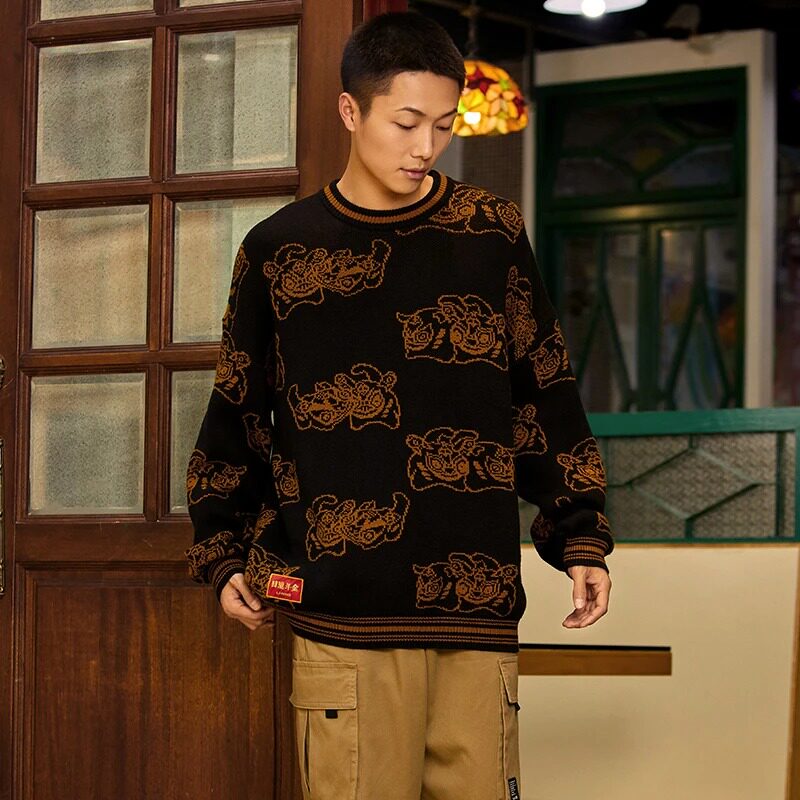 李宁日进斗金毛衣情侣潮针织衫