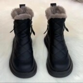 断码 加绒防滑短靴厚底加厚保暖棉靴子 新款 撤柜鞋 真皮雪地靴女冬季