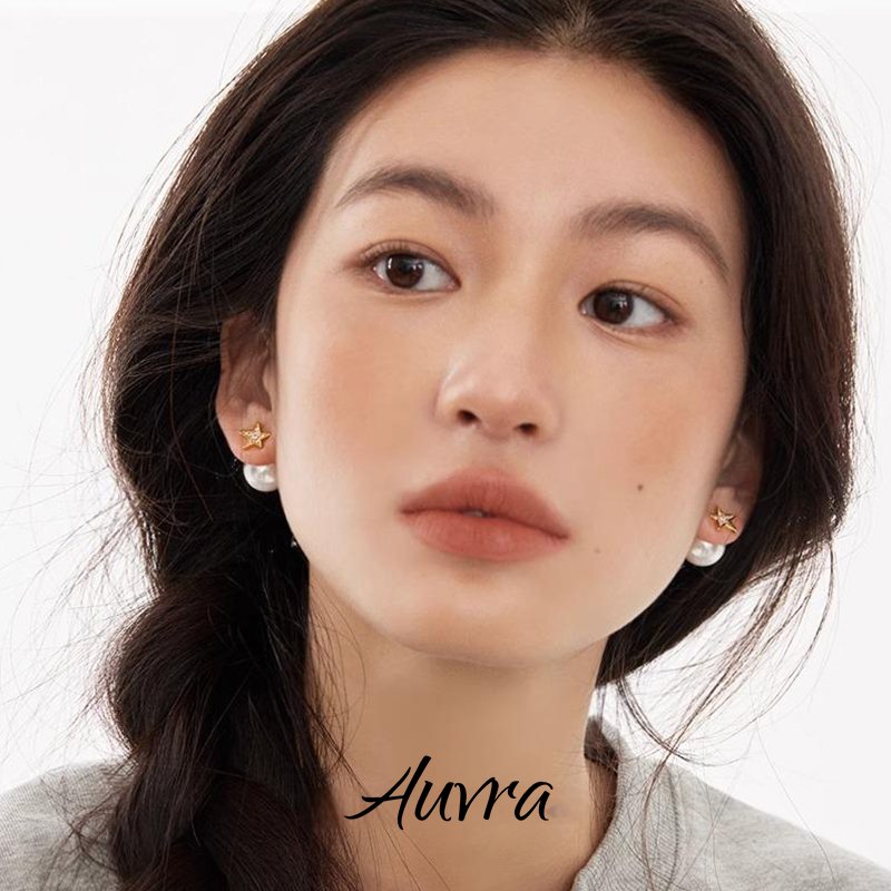 Auvra自有星芒 镶钻星芒珍珠耳环2025新款高级感甜美风珍珠耳饰女