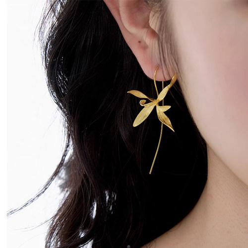 Auvra空谷幽兰新中式金色耳环