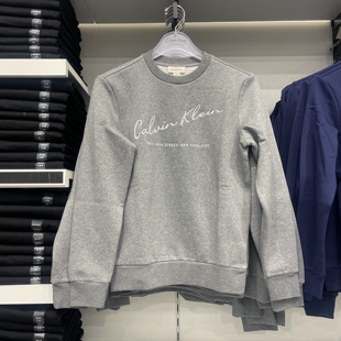 2026春季新款Calvin Klein/CK 男士休闲刺绣LOGO圆领加绒套头卫衣