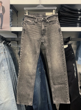 CK/Calvin Klein 男士秋冬水洗灰色宽松直筒牛仔裤长裤 Straight