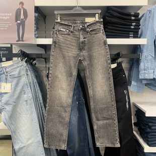 CK/Calvin Klein 男士秋冬水洗灰色宽松直筒牛仔裤长裤 Straight