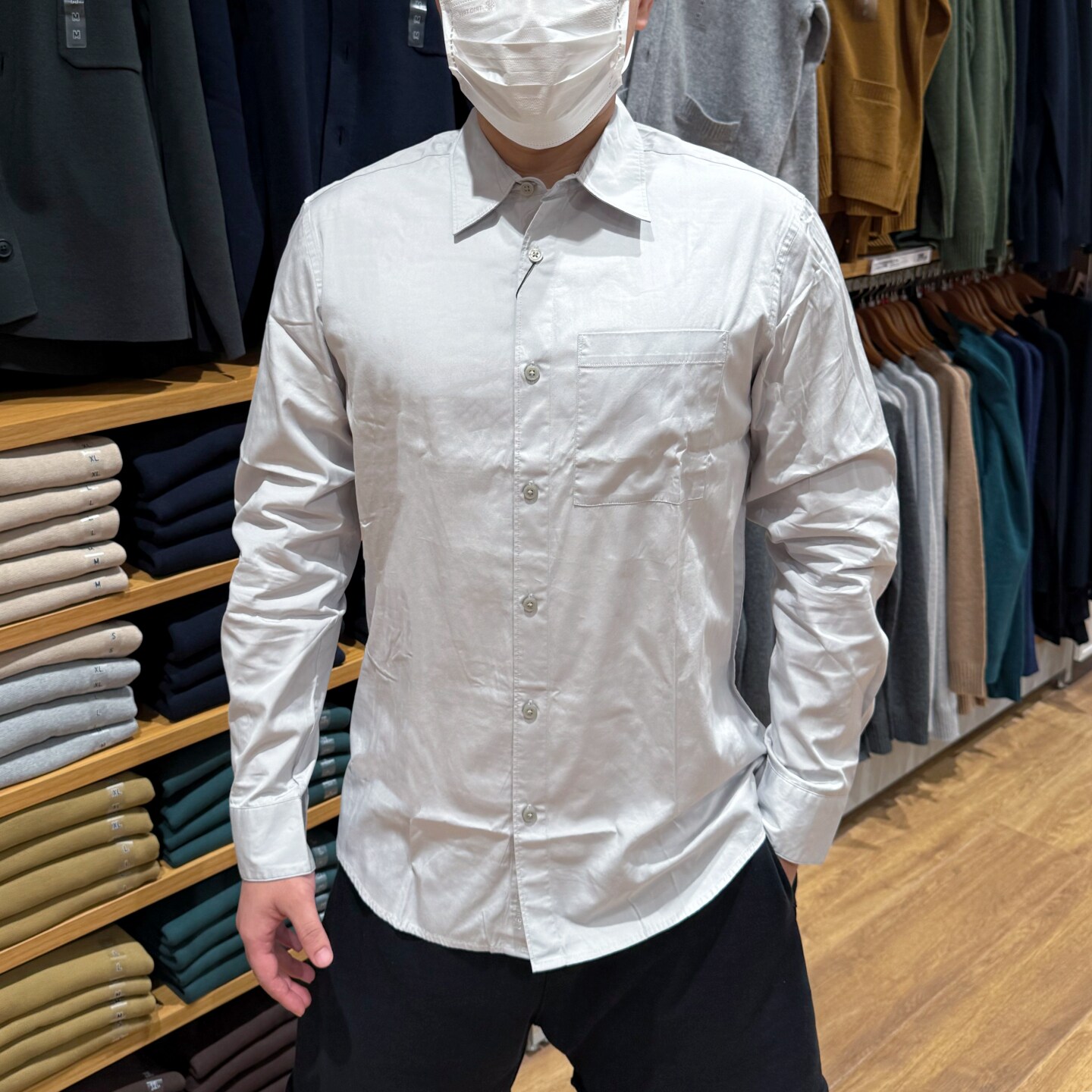 CK男士秋冬纯色纯棉修身长袖衬衫