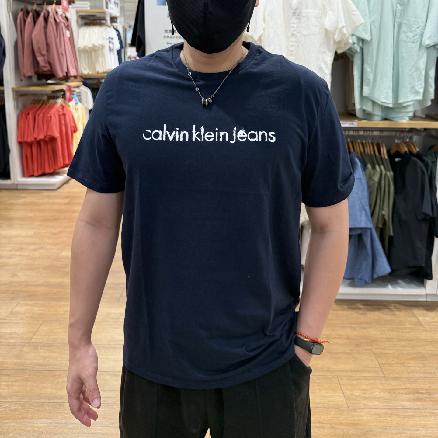 CK男士泼墨LOGO纯棉透气短袖T恤