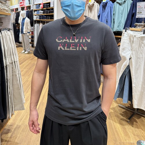 CK男士彩色字母LOGO印花短袖T恤
