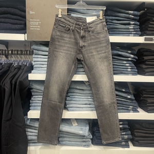 CK/Calvin Klein 男士秋季新款水洗深灰色宽松直筒牛仔裤Straight