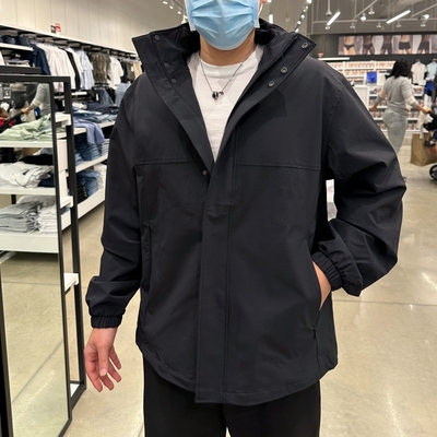 CK男士秋冬立领连帽防水夹克外套