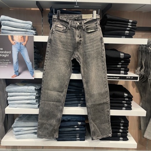 26春季新款CK/Calvin Klein 男士水洗灰色宽松直筒牛仔裤Straight