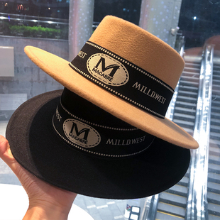 帽子新款2023网红百搭毛呢渔夫帽女春秋季潮流时尚盆帽女大檐礼帽