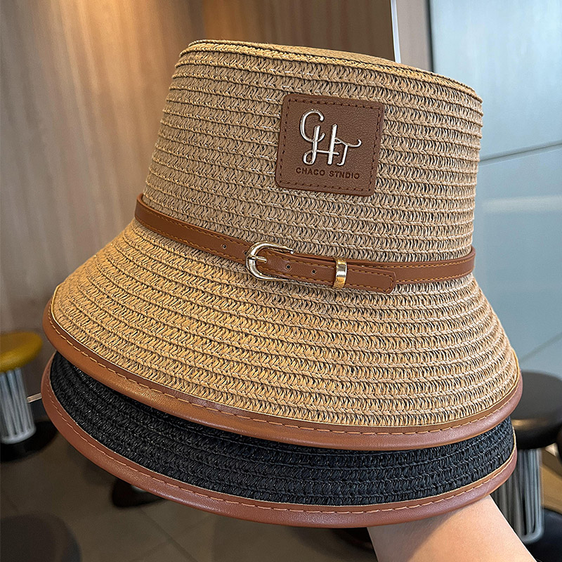 夏季英伦风大檐草编渔夫帽