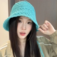 渔夫帽女2025新款 时髦湖水蓝镂空透气薄款 遮阳帽子百搭显脸小盆帽