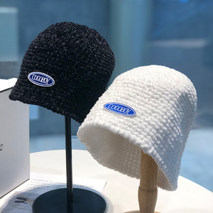 赵小棠同款毛线帽女保暖秋冬百搭潮牌白色针织冷帽女冬洋气水桶帽