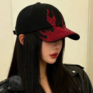 韩版时尚个性烫钻棒球帽子女春季新款显脸小防晒帽百搭气质鸭舌帽