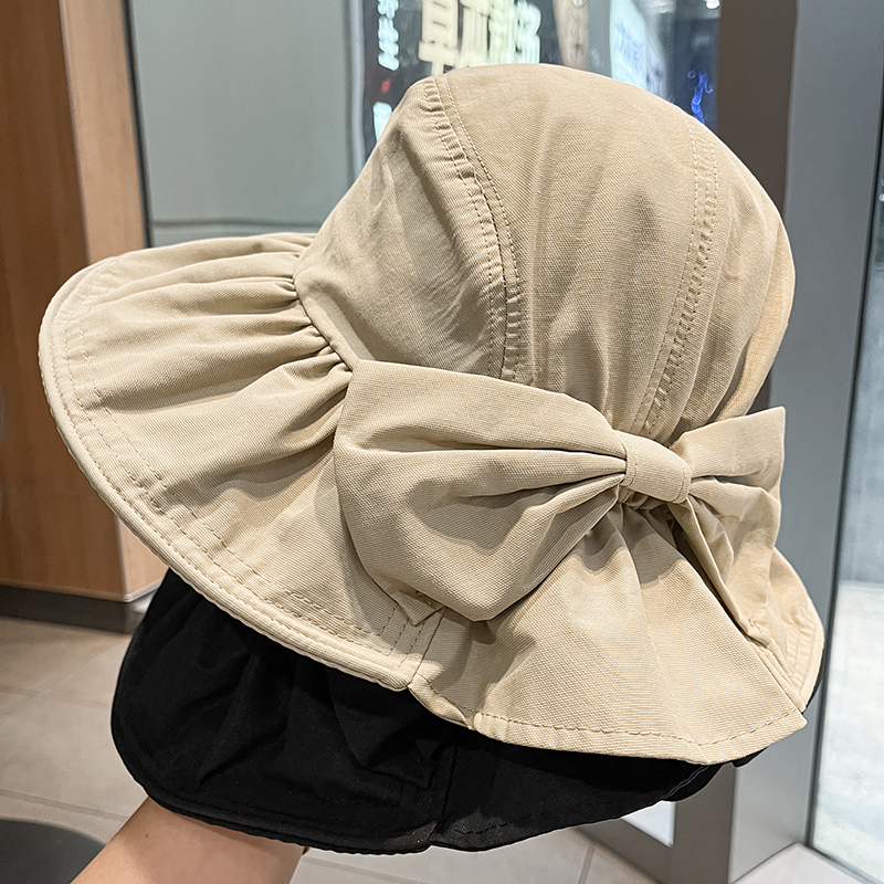 韩版蝴蝶结女春夏大帽檐渔夫帽