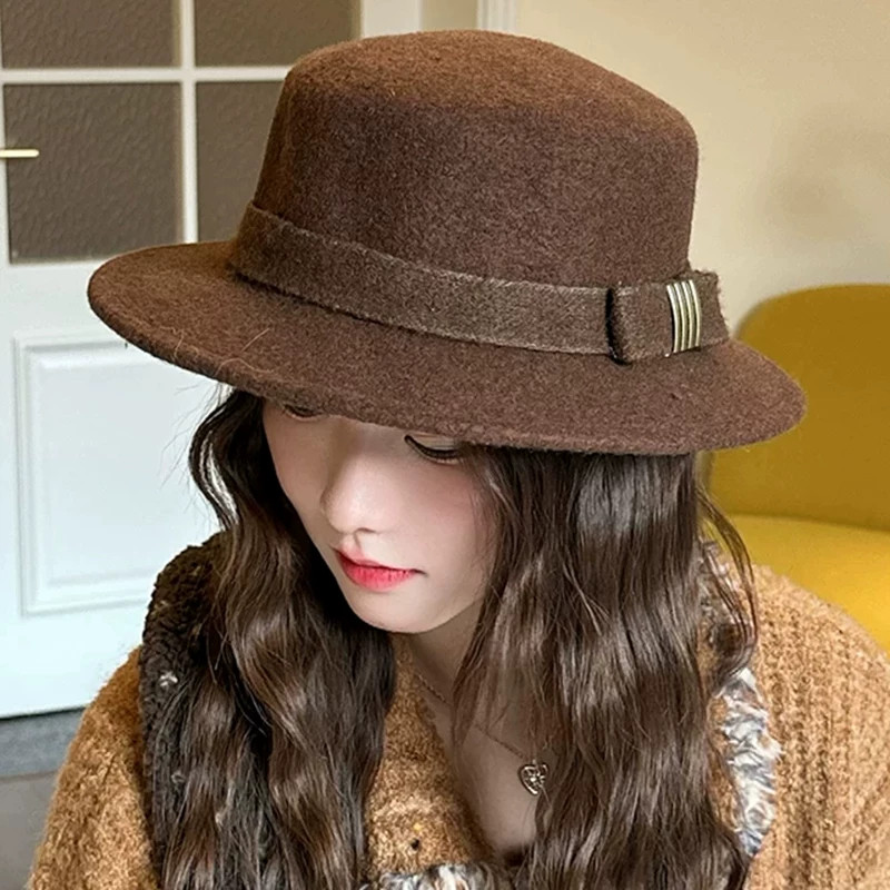 秋冬羊毛呢法式复古显脸小礼帽女