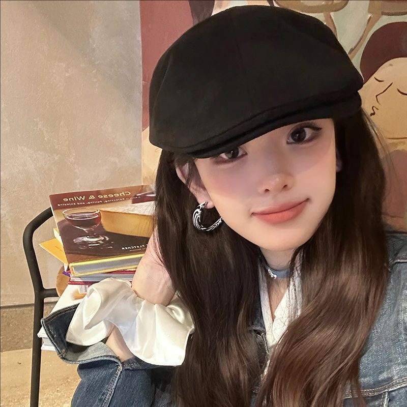反戴贝雷帽复古女款春秋季显脸小