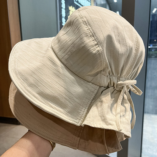 日系简约纯色女夏季大帽檐渔夫帽