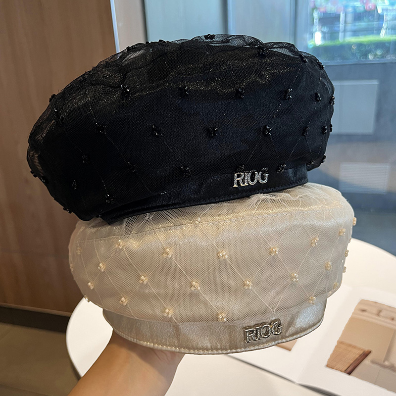 2025新款设计师网纱蕾丝贝雷帽