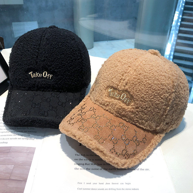 冬季羊羔绒保暖棒球帽显脸小