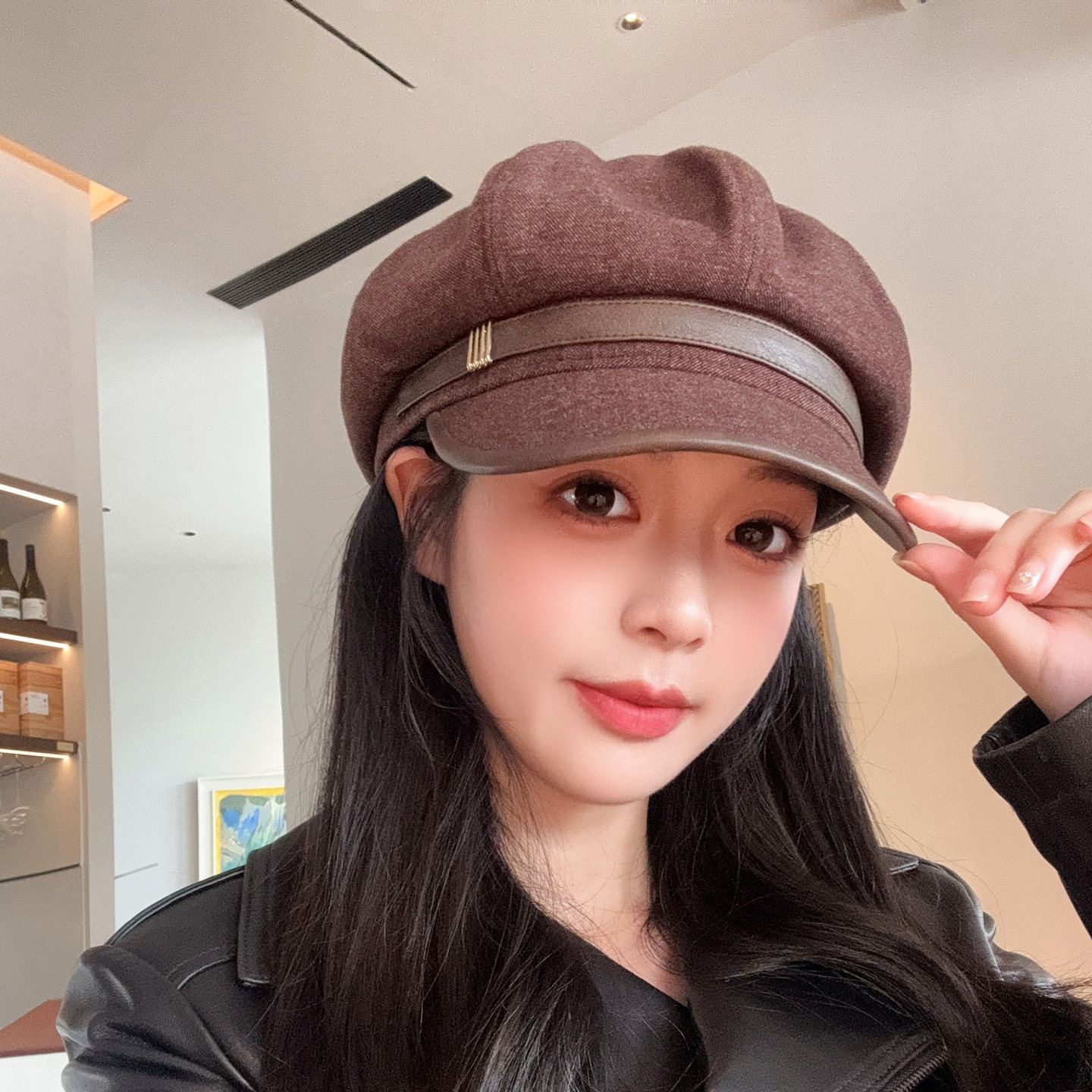 日系复古美拉德八角贝雷帽显脸小