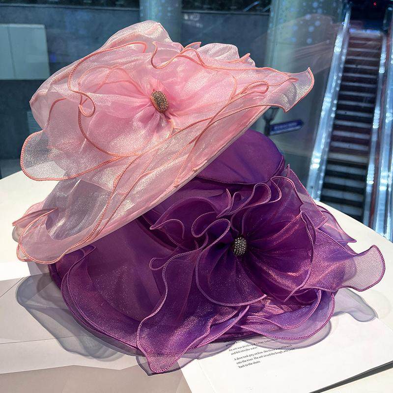 新款夏季亮丝欧根纱网纱帽大帽檐显脸小遮阳防晒太阳帽出游沙滩帽,服饰配件/皮带/帽子/围巾,帽子,淘宝优惠券,粉丝福利购,淘宝优惠卷