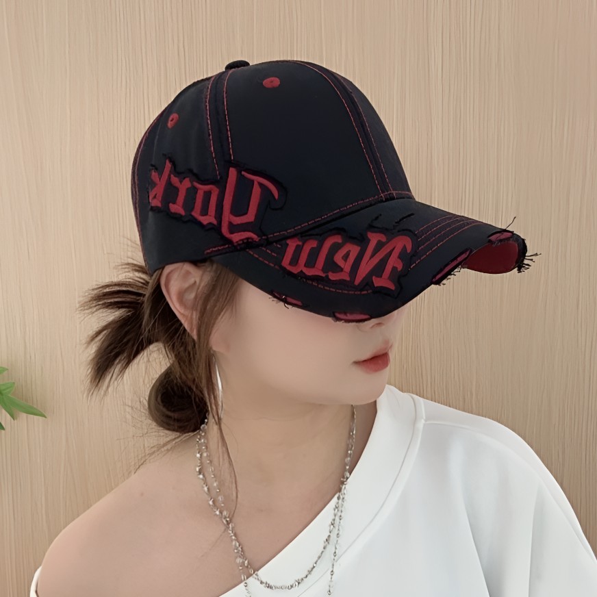 复古字母刺绣防晒显脸小棒球帽