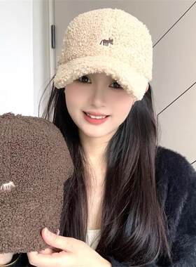 百搭毛绒棒球帽女秋冬季防寒保暖