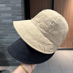 网红同款帽子女冬韩版纯色加厚大头围渔夫帽秋冬季黑色鸭舌帽女潮