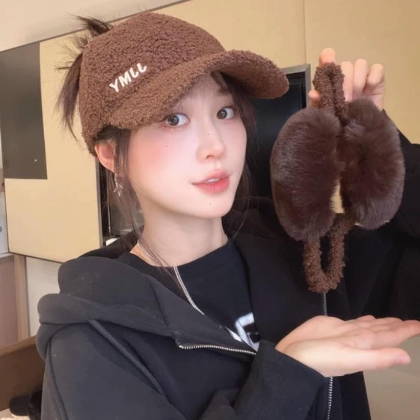 棒球帽百搭女秋冬可扎高马尾护耳