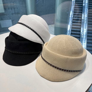 英伦复古洋气鸭舌帽女夏季时尚镂空透气马术帽新款遮阳防晒太阳帽