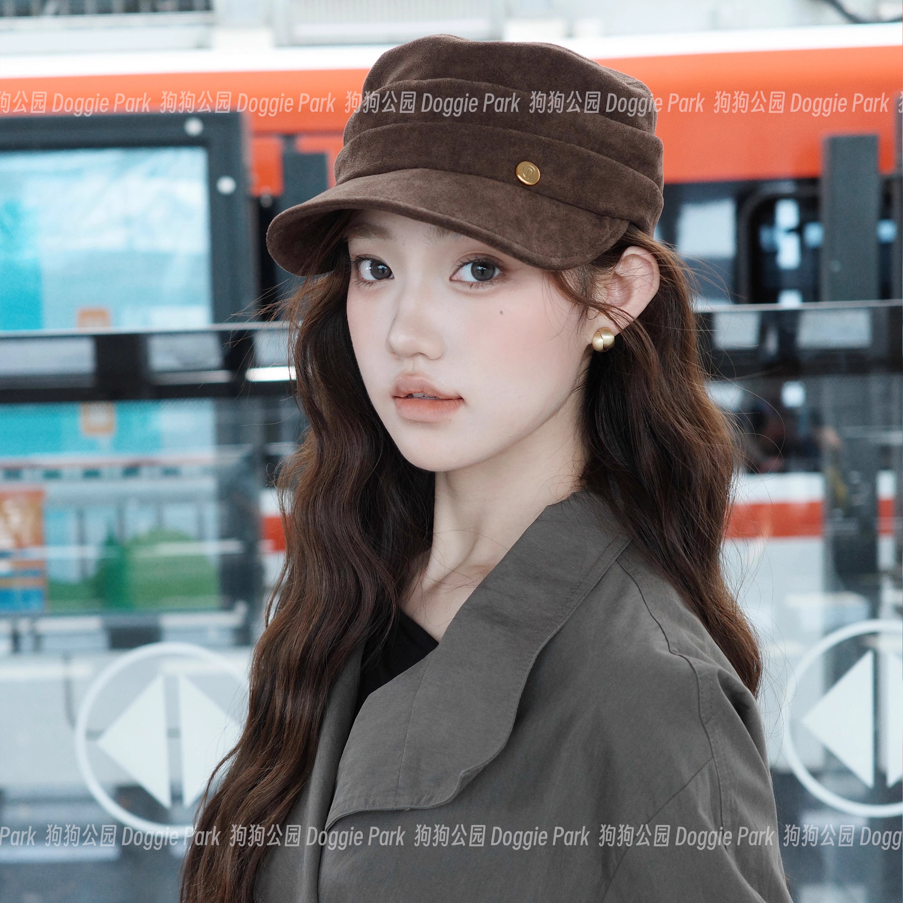 2025新款复古麂皮绒平顶帽