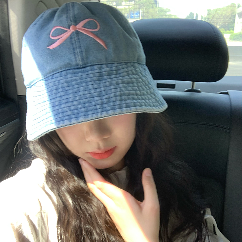 蝴蝶结刺绣鸭舌帽出游遮阳甜美女