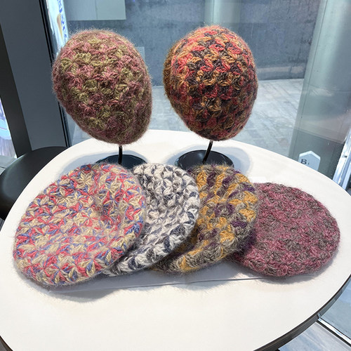 保暖贝雷帽针织帽大头围显脸小