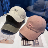 2025新款 鸭舌帽女韩版 小狗刺绣宽帽檐软顶显脸小棒球帽夏天遮阳帽