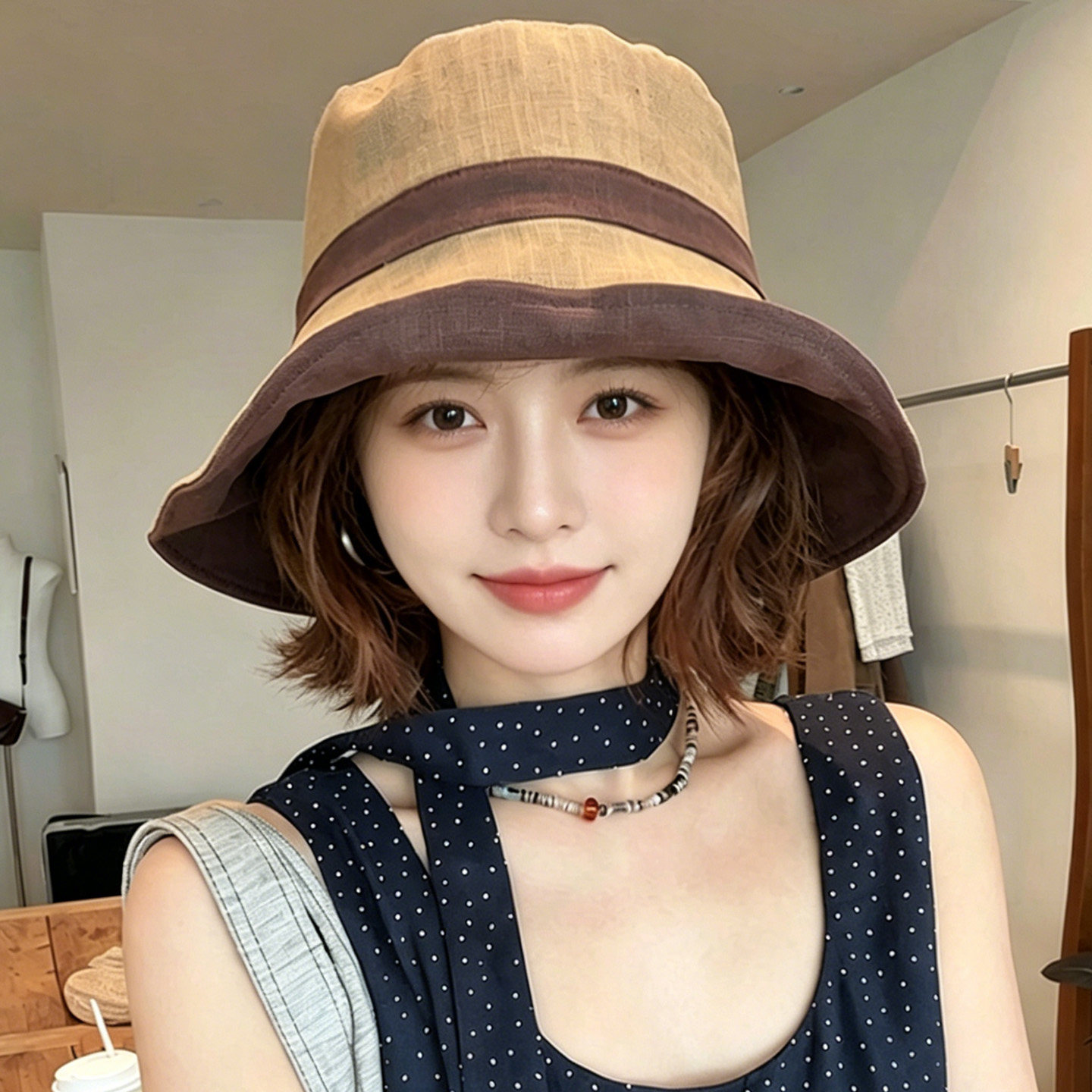 韩版双面防晒大檐渔夫帽女显脸小